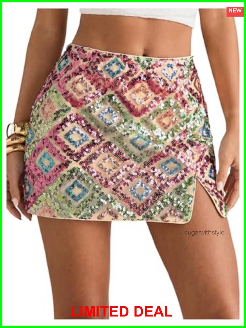 Sparkly Sequin Low Rise Mini Skirt with Micro Shorts Pencil Party Club